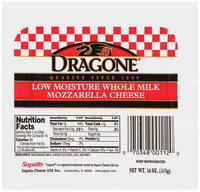 Dragone® Low Moisture Whole Milk Mozzarella Cheese 16 oz. Pack