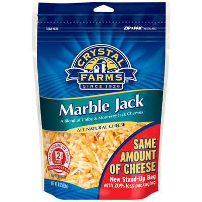 Crystal Farms® Marble Jack™ Shredded Cheese 8 oz. ZIP-PAK®