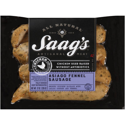 Saag's™ All Natural Chicken Asiago Fennel Sausage 12 oz. Package