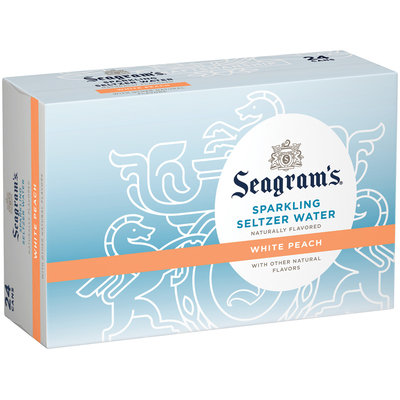 Seagram's White Peach Sparkling Seltzer Water 24 pk, 12 oz Cans