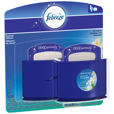 Febreze Sleep Serenity Bedside Diffuser Quiet Jasmine Air Freshener Value Pack 2-0.18 fl. oz. Carded Pack