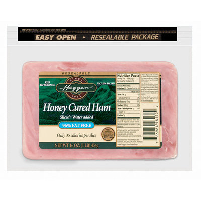 Haggen Honey Cured Sliced 96% Fat Free Ham 16 Oz Zip Pak