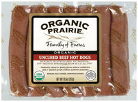 Organic Prairie Organic Frozen 7 Ct Beef Hot Dogs Uncured 10.5 Oz Package