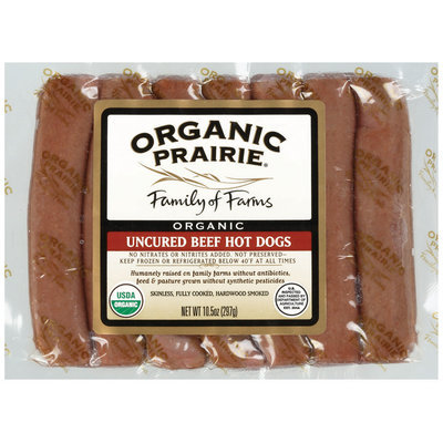 Organic Prairie Organic Frozen 7 Ct Beef Hot Dogs Uncured 10.5 Oz Package