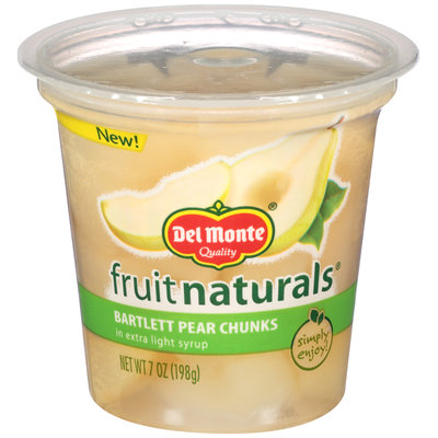 Del Monte® Fruit Naturals® Bartlett Pear Chunks in Extra Light Syrup 7 oz. Cup