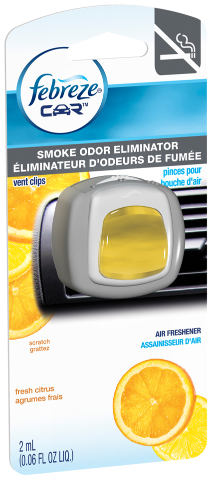 Car Febreze Car Vent Clips Smoke Odor Eliminator Fresh Citrus Air Freshener