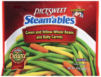 STEAM'ABLES DELUXE Green & Yellow Whole Beans & Baby Carrots Vegetable Mix 10 OZ STAND UP BAG