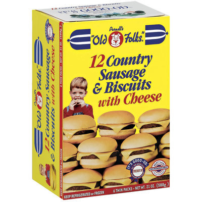Purnell's Old Folks W/Cheese 6 Twin Packs Country Sausage & Biscuits 18 Oz Box