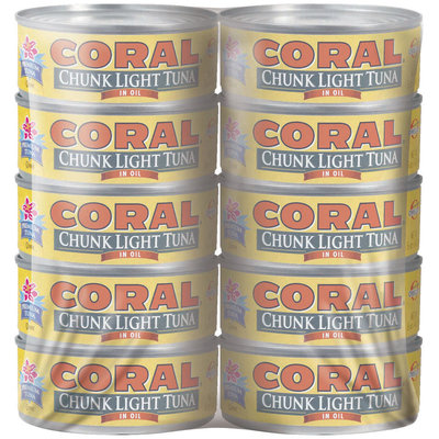 Coral Chunk Light In Oil 5 Oz Cans Tuna 10 Ct Wrapper