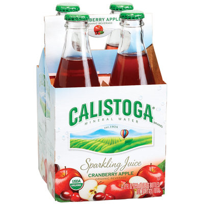 Calistoga Sparkling Juice Cranberry Apple 4-12 fl. oz. Glass Bottles