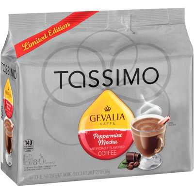 Tassimo Gevalia Limited Edition Peppermint Mocha Coffee & Flavored Chocolate Syrup T Discs 8 ct Bag