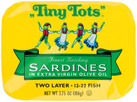 Tiny Tots® Two Layer Sardines in Extra Virgin Olive Oil 3.75 oz. Tin