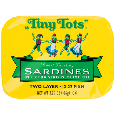 Tiny Tots® Two Layer Sardines in Extra Virgin Olive Oil 3.75 oz. Tin