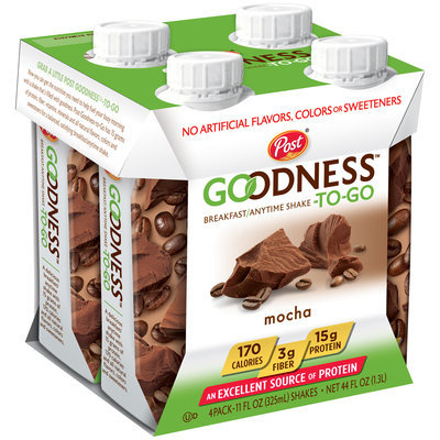 Post® Goodness-To-Go™ Mocha Breakfast/Anytime Shake 4-11 fl. oz. Bottles