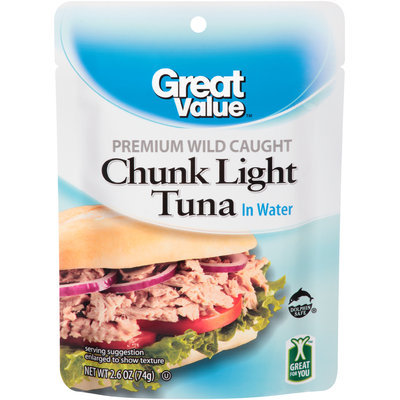 Great Value™ Premium Wild Caught Chunk Light Tuna in Water 2.6 oz. Pouch