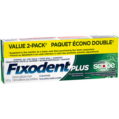 Control Plus Scope Flavor Fixodent Plus Scope Superior Hold Adhesive Cream, 57g TWIN