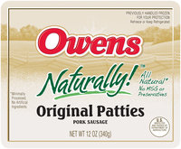 Owens® Naturally!™ Original Pork Sausage Patties 12 oz. Tray
