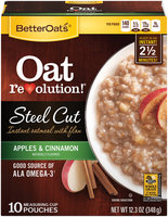 BetterOats® Oat Revolution!® Steel Cut Apples & Cinnamon Instant Oatmeal with Flax 10 ct Box