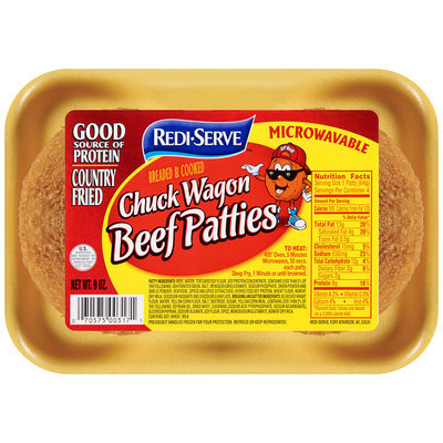 Redi-Serve Chuck Wagon Beef Patties Breaded & Cooked 9 oz. Tray