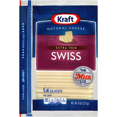 Kraft Natural Cheese Extra Thin Swiss Cheese Slices 14 ct ZIP-PAK®