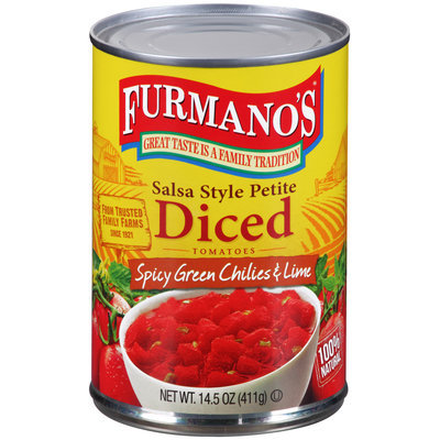 Furmano's® Salsa Style Petite Diced Tomatoes with Spicy Green Chilies & Lime 14.5 oz. Can