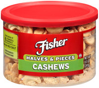 Fisher® Halves & Pieces Cashews 8.5 oz. Canister