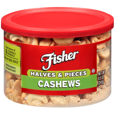 Fisher® Halves & Pieces Cashews 8.5 oz. Canister