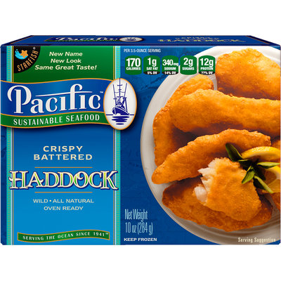 Pacific Sustainable Seafood™ Crispy Battered Haddock 10 oz. Box