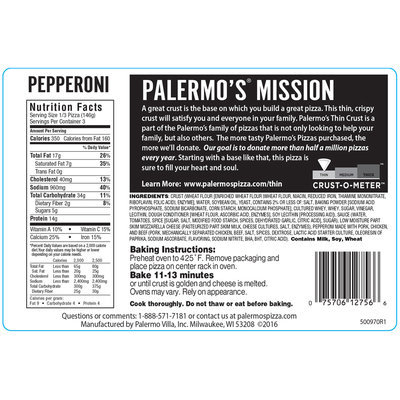 Palermo's® Thin Crust Pepperoni Pizza 15.4 oz. Pack