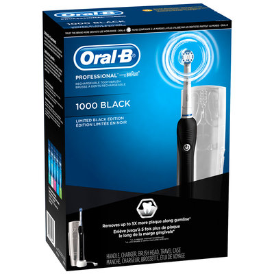 Oral-B Professional Precision Black 1000 Powered by Braun Rechargeable Electric Toothbrush with Travel Case