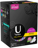 U by Kotex® CleanWear® Ultra Thin Regular Pads with Wings 34 ct Box