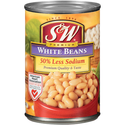 S&W® Premium 50% Less Sodium White Beans 15 oz. Can