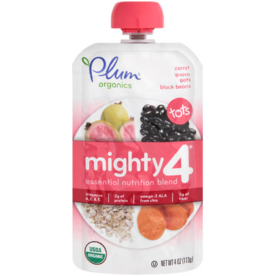 Plum® Organics Tots Mighty 4™ Carrot Guava Oats & Black Beans Essential Nutrition Blend 4 oz. Pouch