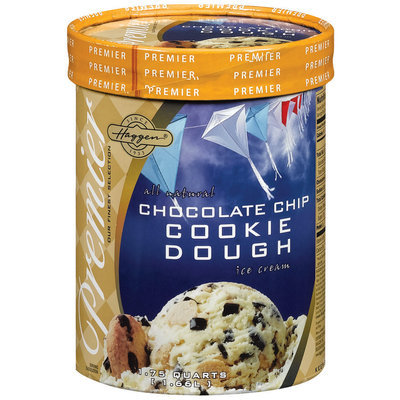 Haggen Chocolate Chip Cookie Dough Premier Ice Cream 1.75 Qt Tub