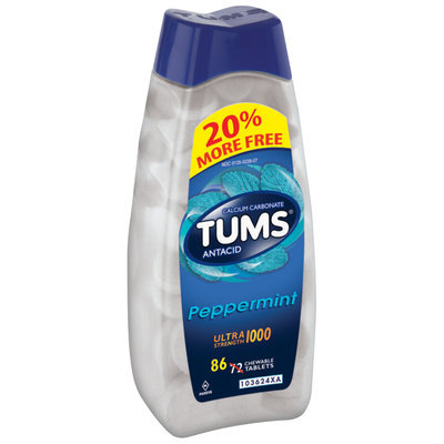Tums® Ultra Strength 1000 Peppermint Antacid/Calcium Supplement Tablets 86 ct Bottle