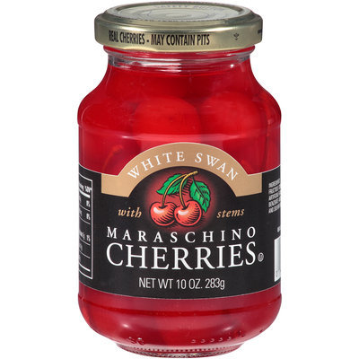 White Swan® Maraschino Cherries with Stems 10 oz. Jar