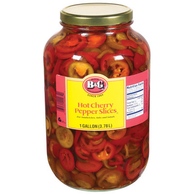 B&G Hot Cherry Pepper Slices 1 Gal Jar