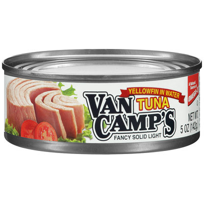 Van Camp's Fancy Solid Light Yellowfin in Water Tuna 5 oz. Can.