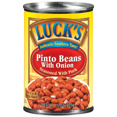 Lucks Seasoned W/Pork Pinto Bean W/Onion 15 Oz Can