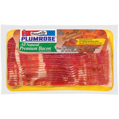 Plumrose Premium All Natural Hardwood Smoked Bacon 16 Oz Pack