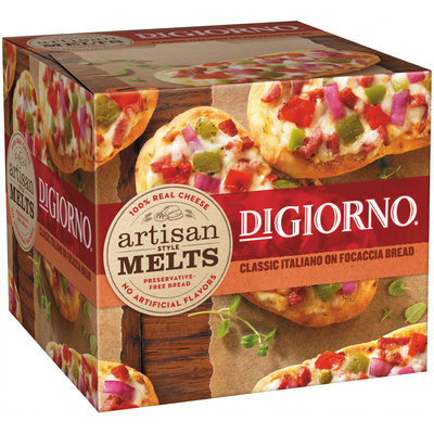 DIGIORNO Artisan Style Melts Classic Italiano on Focaccia Bread Frozen Pizza Box