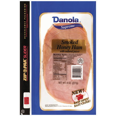 Danola Supreme Smoked Sliced Ham Honey 8 Oz Zip Pak
