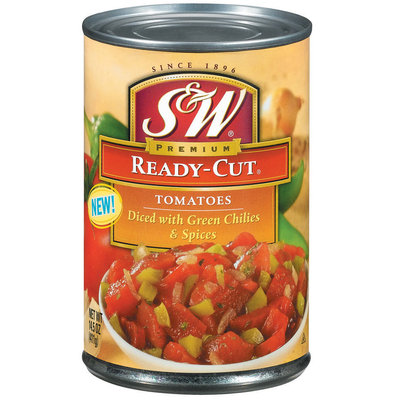 S&W® Ready-Cut Diced Tomatoes with Green Chilies & Spices 14.5 oz. Can