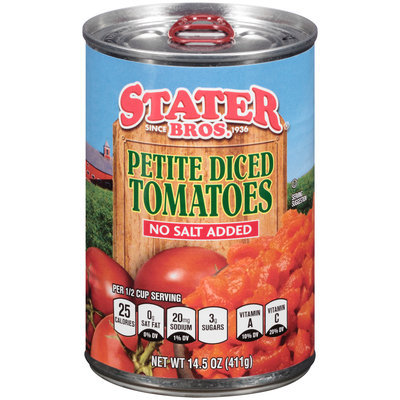 Stater Bros.® Petite Dices Tomatoes No Salt Added 14.5 oz. Can