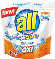 all® free clear OXI mighty pacs® Laundry Detergent 40 Loads 2.11 lb. Pouch