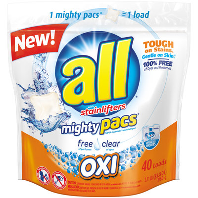 all® free clear OXI mighty pacs® Laundry Detergent 40 Loads 2.11 lb. Pouch