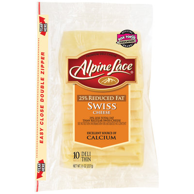 Alpine Lace® Swiss Reduced Fat Slices Deli Cheese 8 Oz Shingle Pack