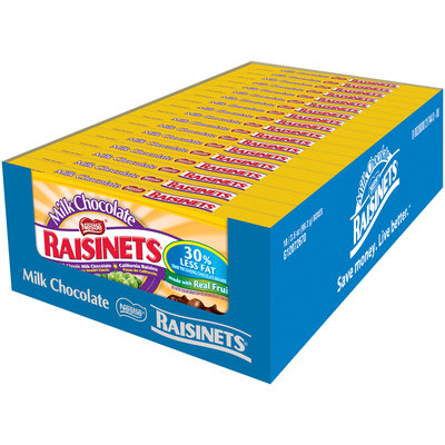 RAISINETS Milk Chocolate Covered Raisins 3.5 oz. Video Box (Pack of 18)