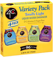 4C® Totally Light® Fruit Punch/Lemon Iced Tea/Green Tea with Honey & Lemon/Wildberry Pomegranate Liquid Water Enhancer Variety Pack 4-1.62 fl. oz. Bottles