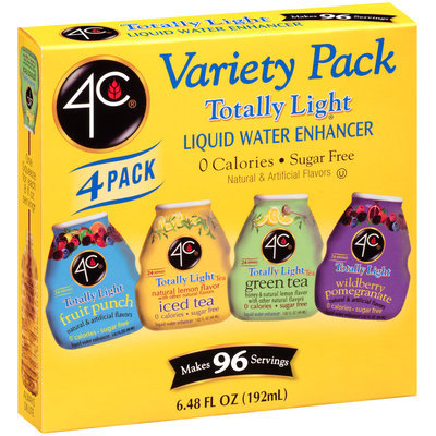 4C® Totally Light® Fruit Punch/Lemon Iced Tea/Green Tea with Honey & Lemon/Wildberry Pomegranate Liquid Water Enhancer Variety Pack 4-1.62 fl. oz. Bottles